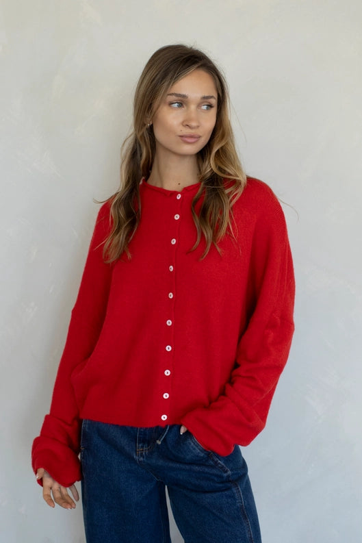 Piper Cardigan Tomato Red