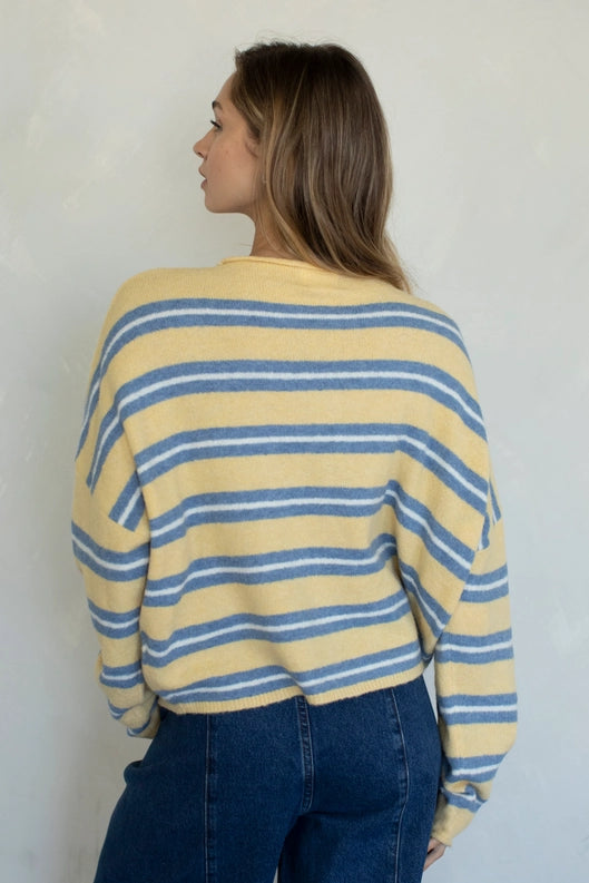 Piper Varsity Stripe Cardigan in Honey