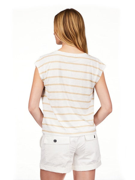 Pleated Muscle Tee Sandstone and White