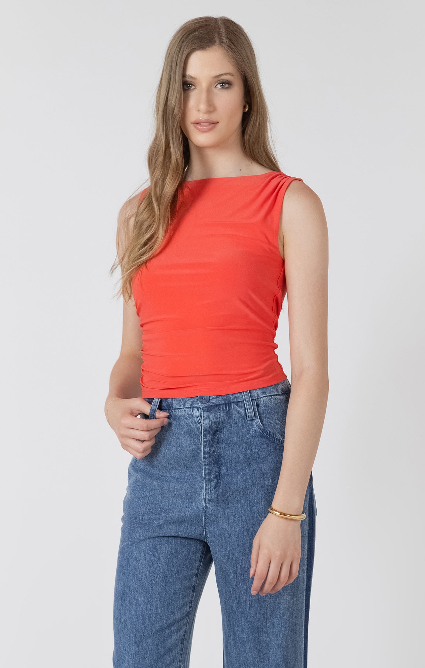Poppy Shirred Tank