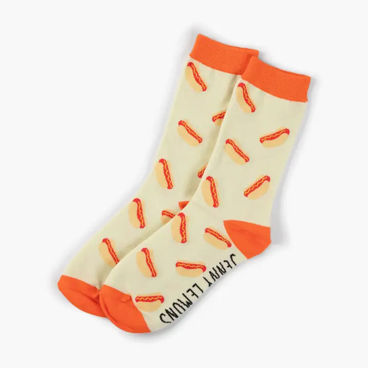 Red Colorblock Hot Dog Crew Socks