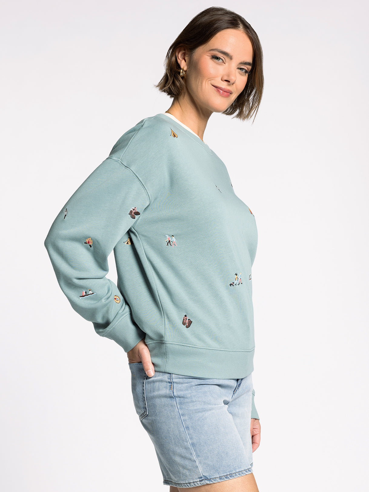 Road Trip Sweatshirt in Teal Blue