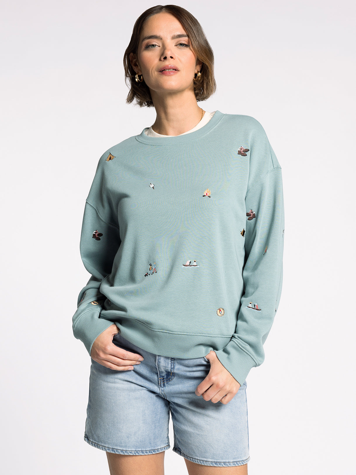 Road Trip Sweatshirt in Teal Blue