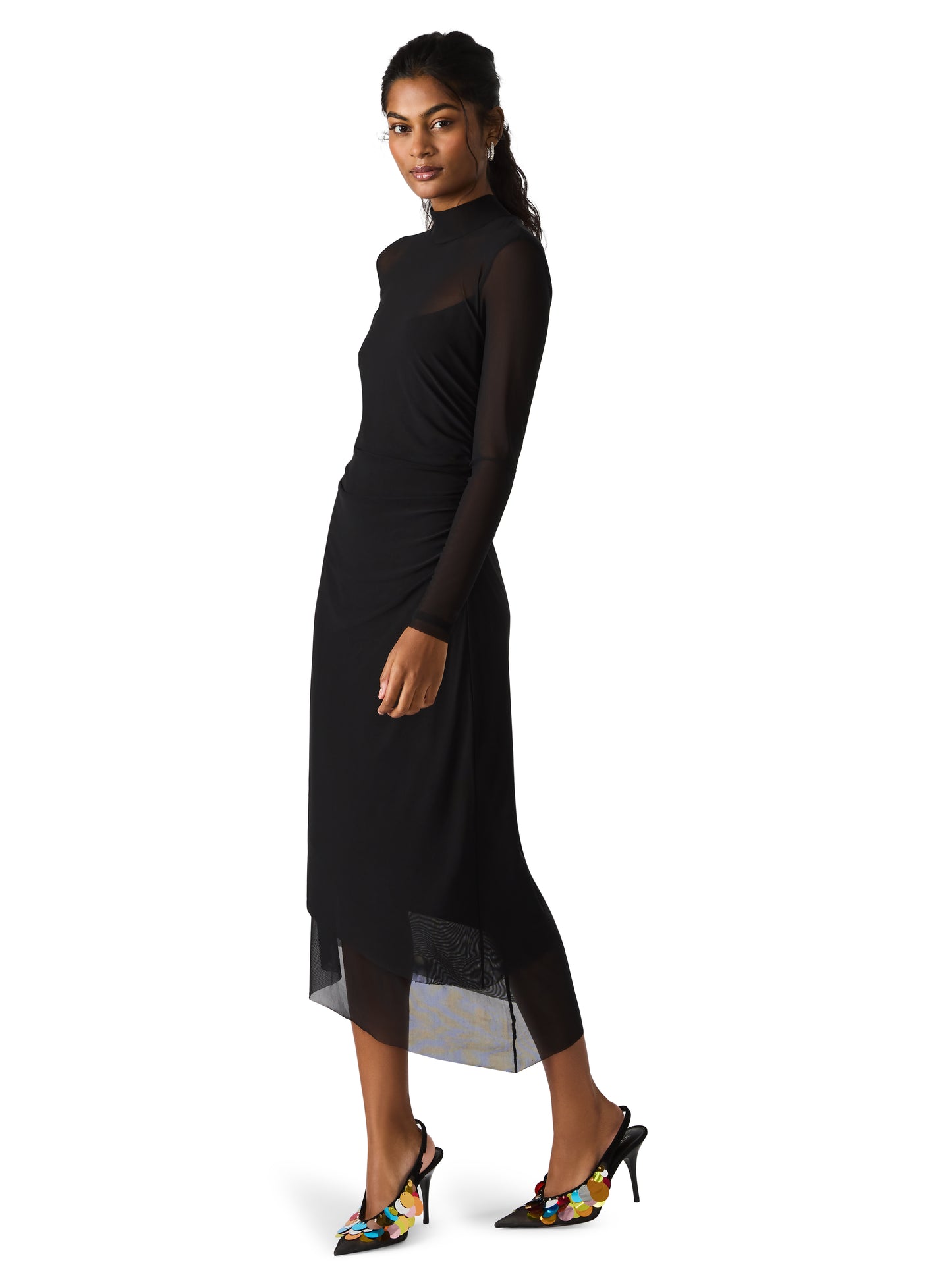 Blare Mesh Midi Dress Black
