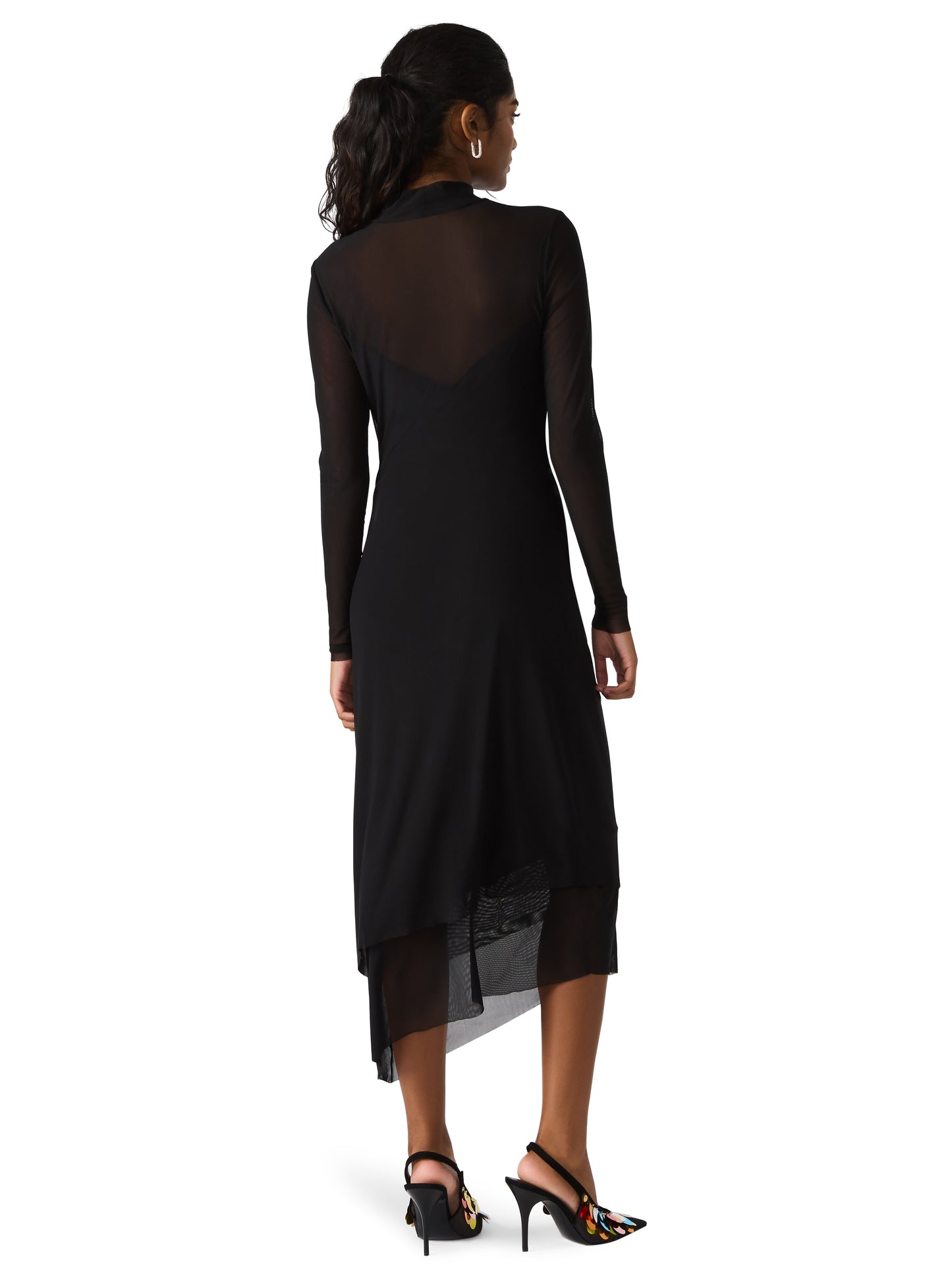 Steve Madden Blare Long Sleeve Mesh Midi Dress - Black Steve Madden Blare Long Sleeve Mesh Midi Dress - Black