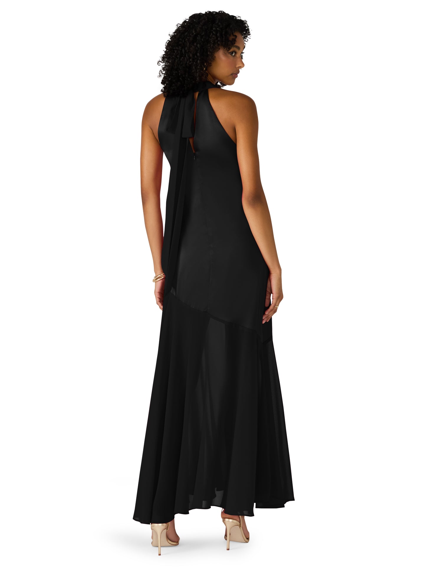 Steve Madden Lua Sheer Skirt Maxi Dress, Womens, 12, Black