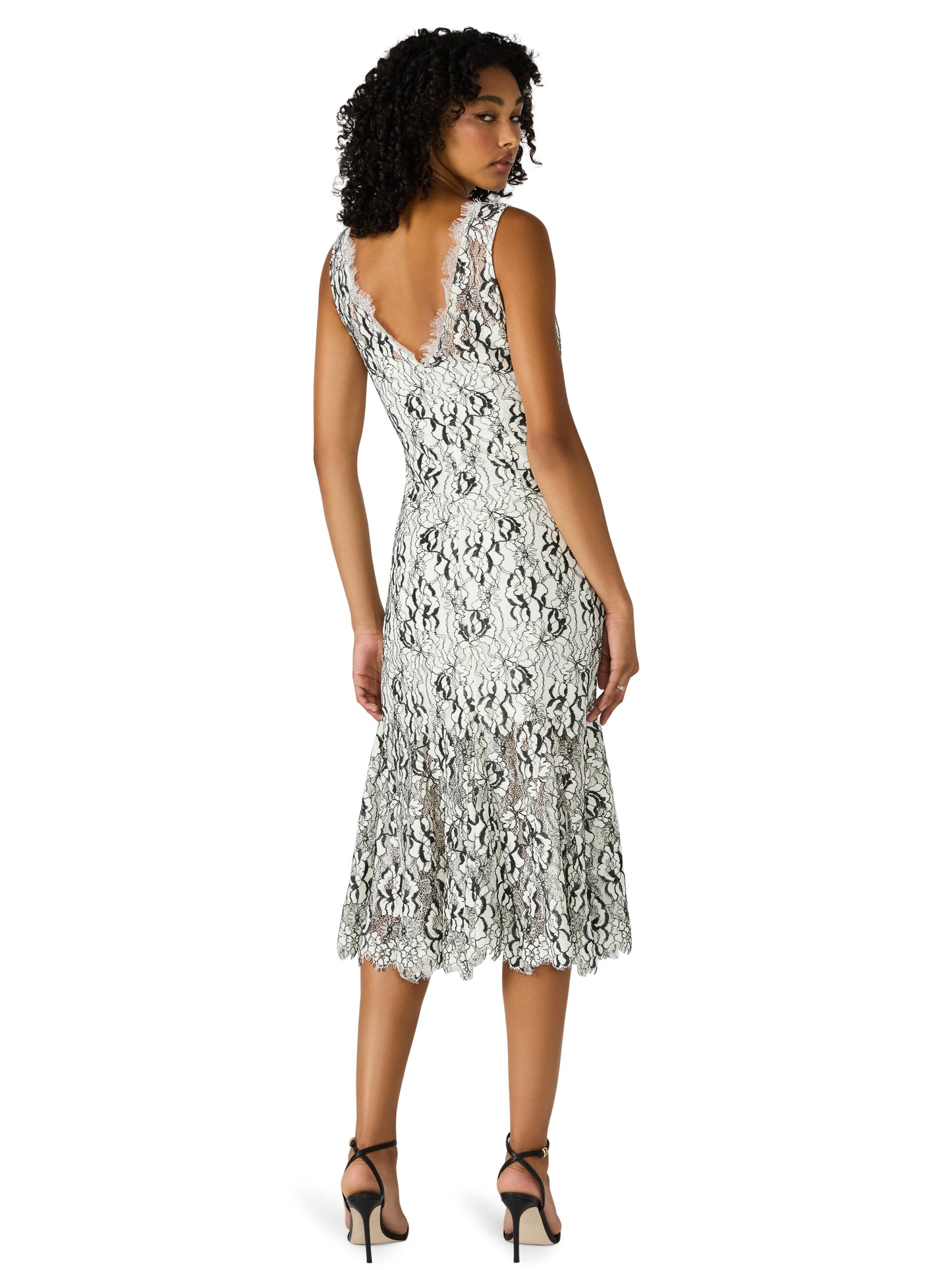 Steve Madden Lissette Woven V-Neck Sleeveless Sheath Midi Dress, Womens, 8, Black/White Steve Madden Lissette Woven V-Neck Sleeveless Sheath Midi Dress, Womens, 8, Black/White