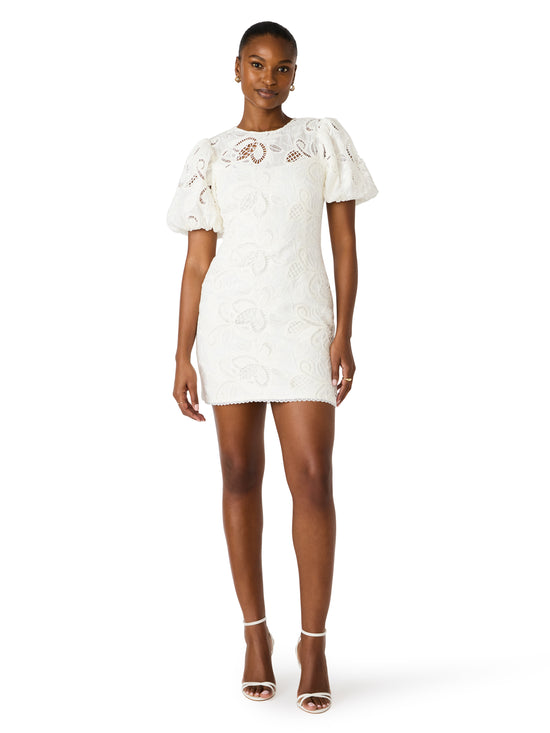 steve madden mini dress Steve Madden Elly Lace Dress – Puff Sleeve Sheath Mini NTRL