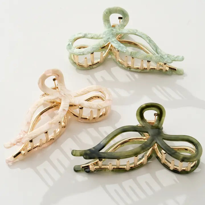 Sabrina Garden Ribbon Metal Bow Claw Clip