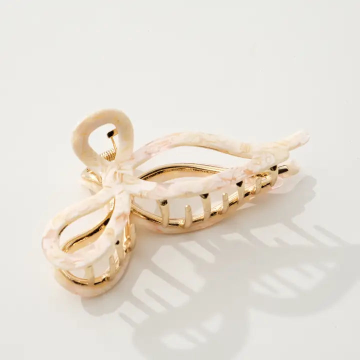 Sabrina Garden Ribbon Metal Bow Claw Clip