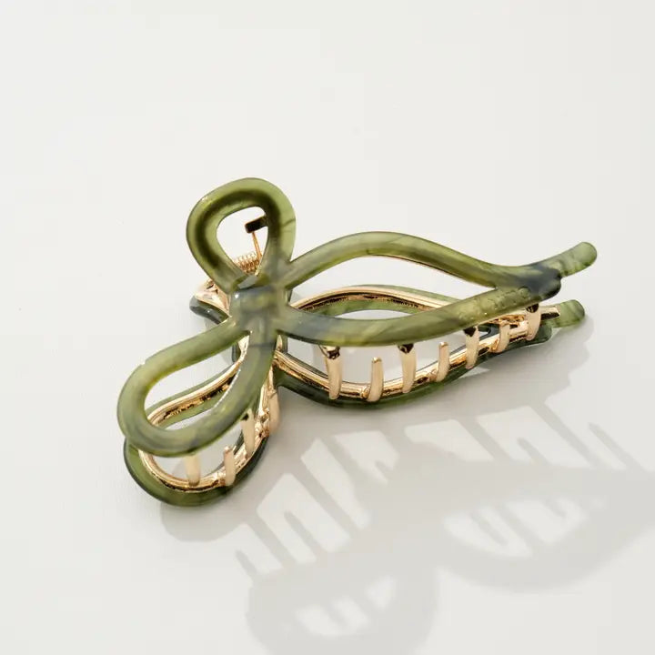 Sabrina Garden Ribbon Metal Bow Claw Clip