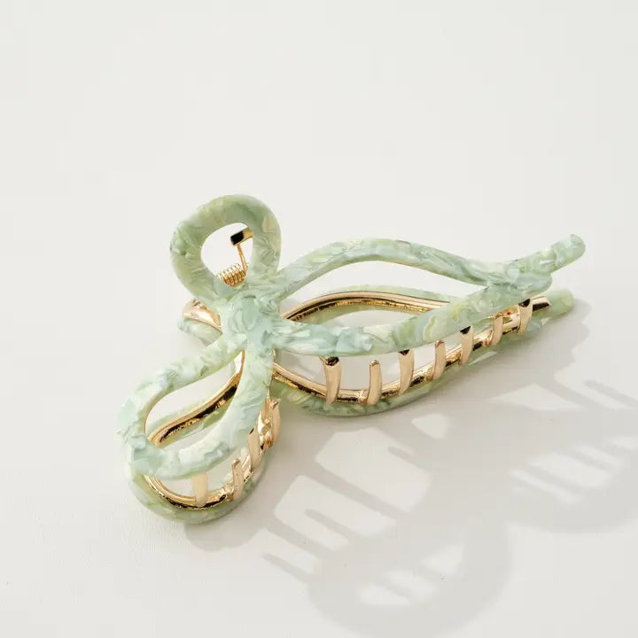 Sabrina Garden Ribbon Metal Bow Claw Clip