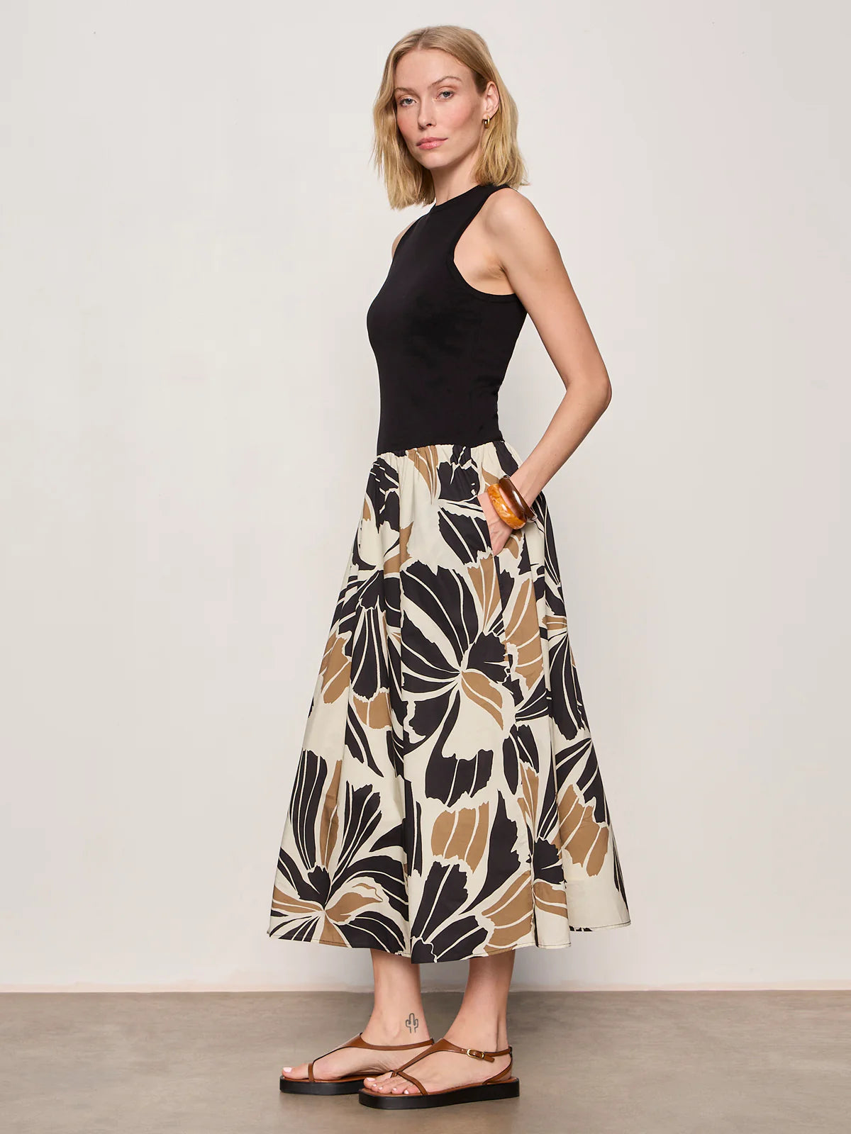 Sandbar Mix Media Midi Dress – Ferne Boutique