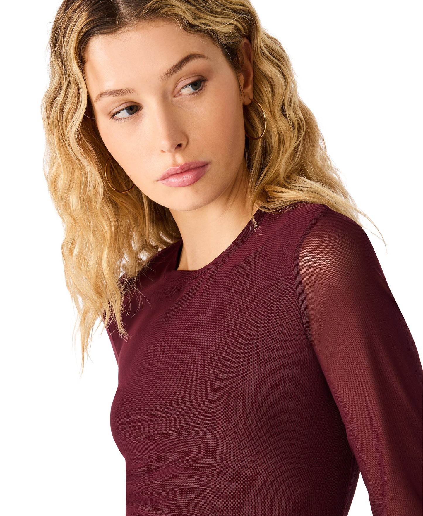 Sandy Mesh Top in Deep Fig