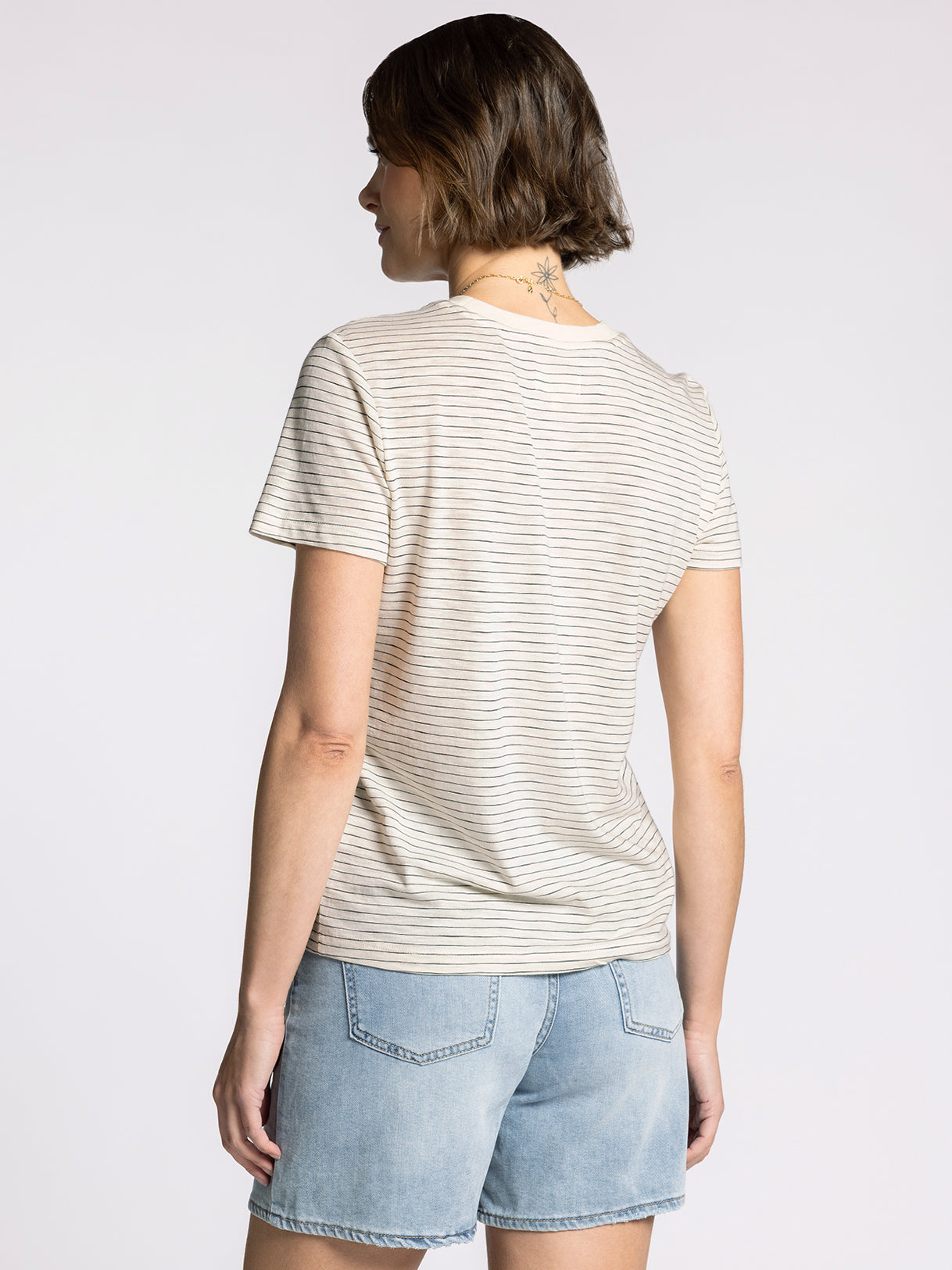 Sarah Stripe Tee in Ivory and Black