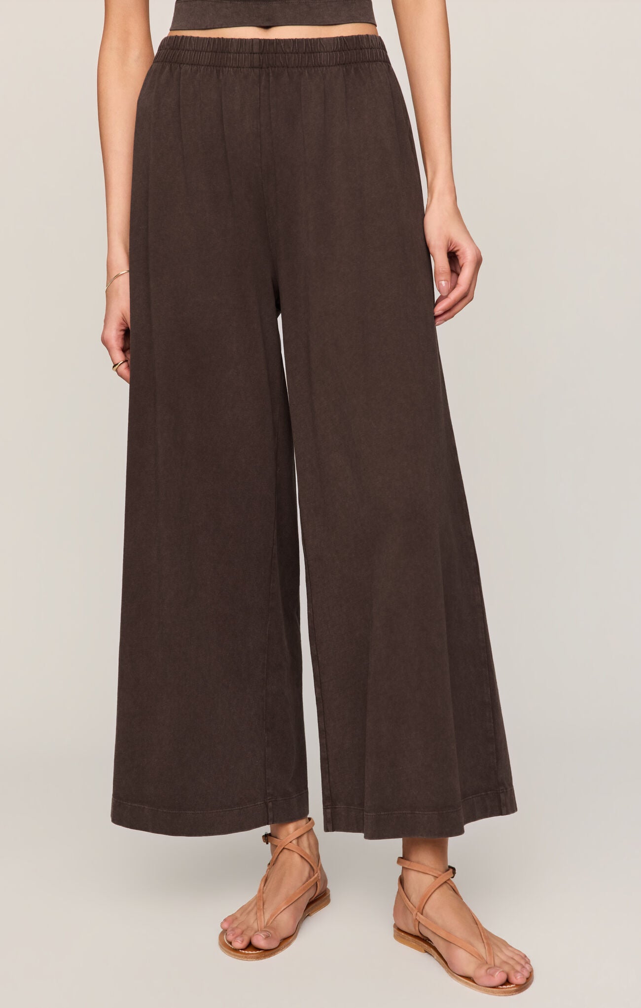 Scout Jersey Crop Flare Pants Dark Chocolate