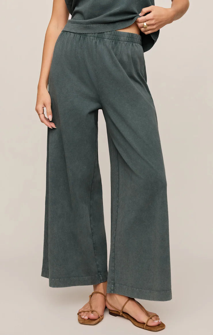 Scout Jersey Crop Flare Pants in Emerald Cove