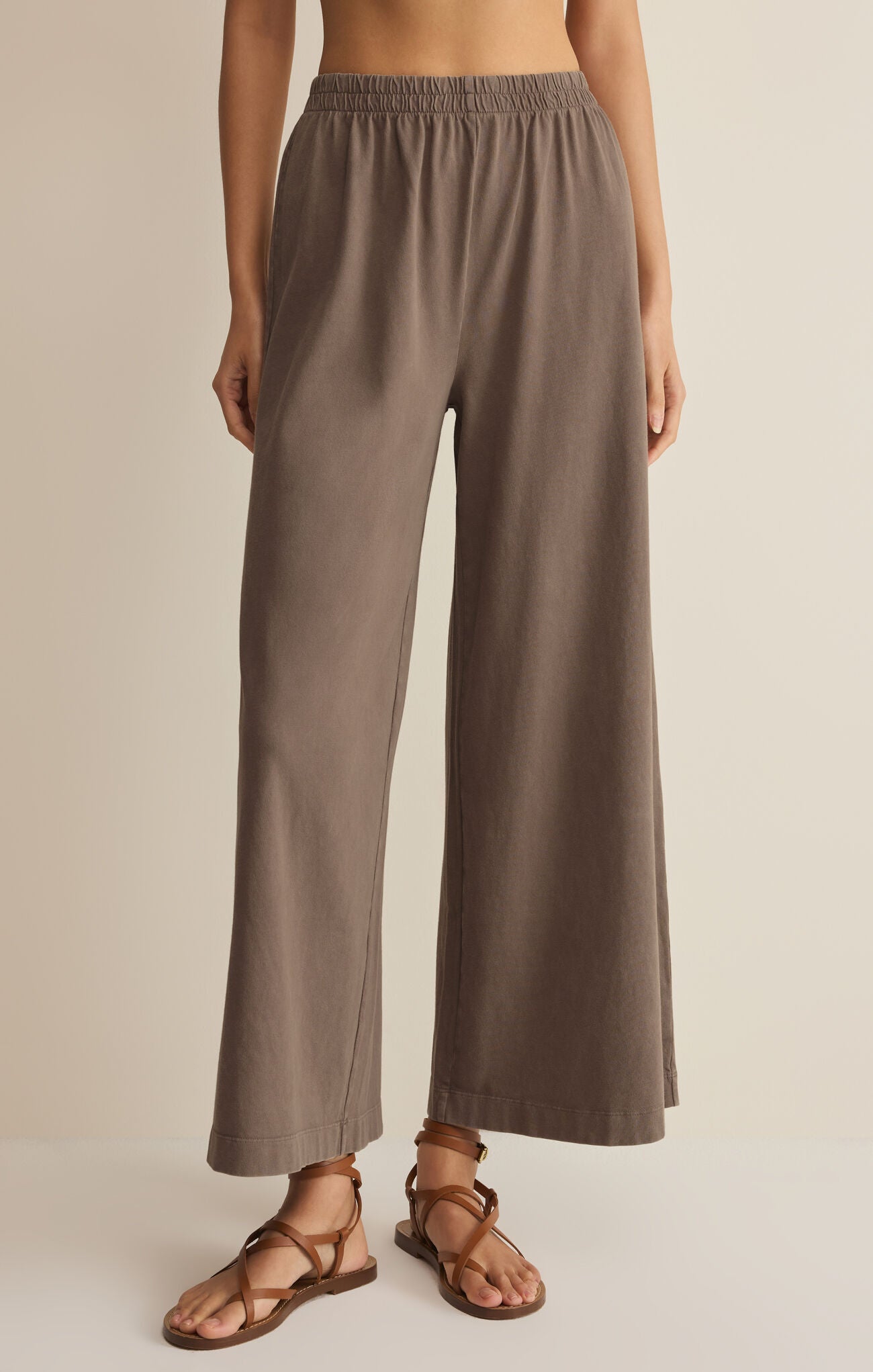 Scout Jersey Crop Flare Pant in Perfectly Taupe