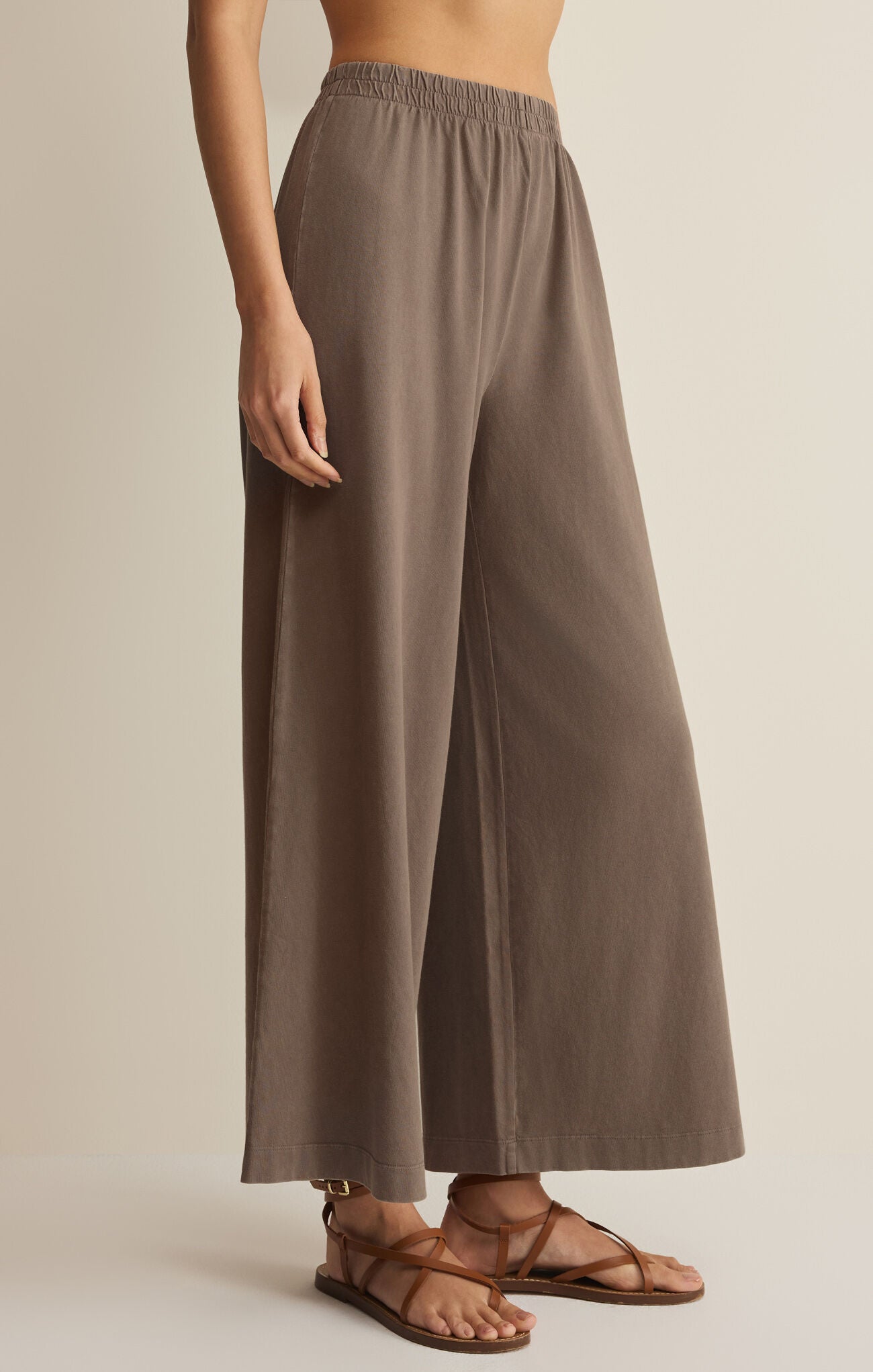 Scout Jersey Crop Flare Pant in Perfectly Taupe