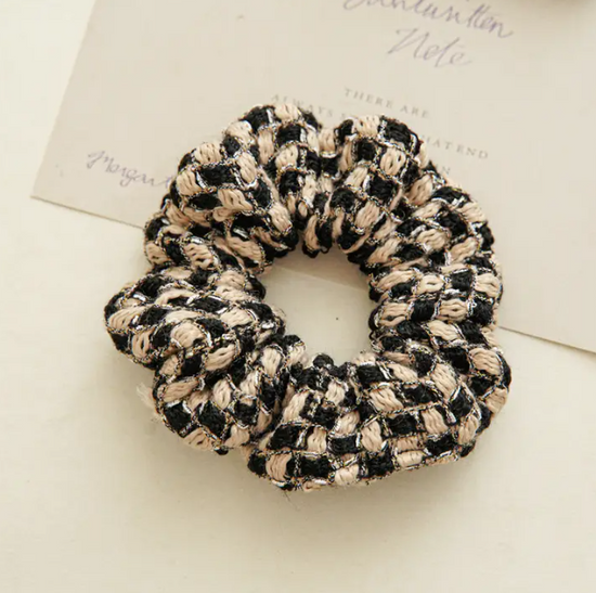 Checkered Tweed Knit Scrunchie