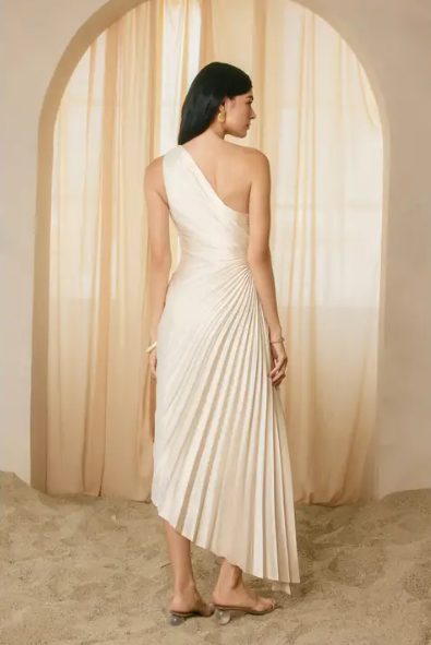 Olympia One Shoulder Maxi Dress Pearl