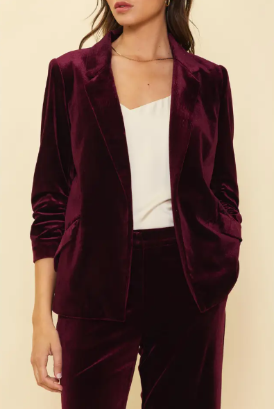 Berry Luxe Velvet Blazer
