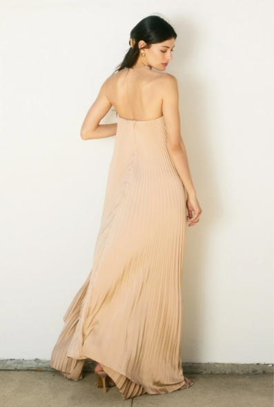 Moonglade Pleated Maxi Column Dress
