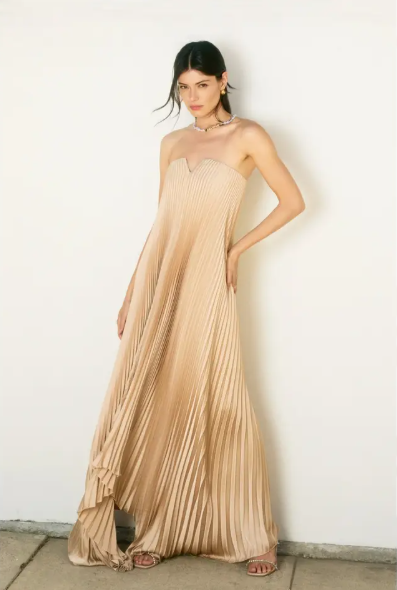Moonglade Pleated Maxi Column Dress