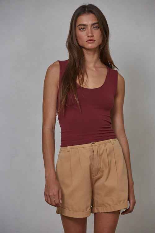 Double Layer Seamless Tank Sangria