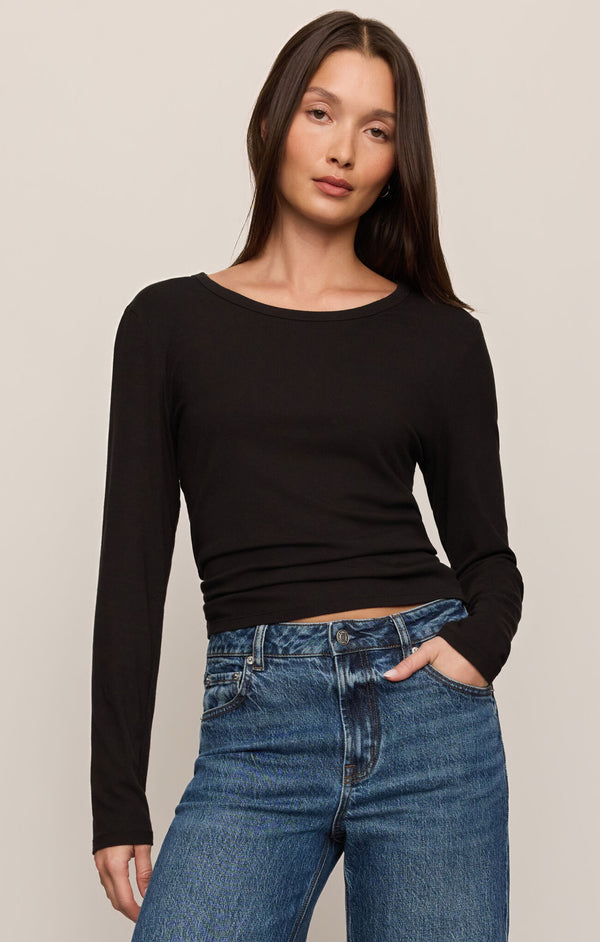 Second Skin Long Sleeve Crew in Black