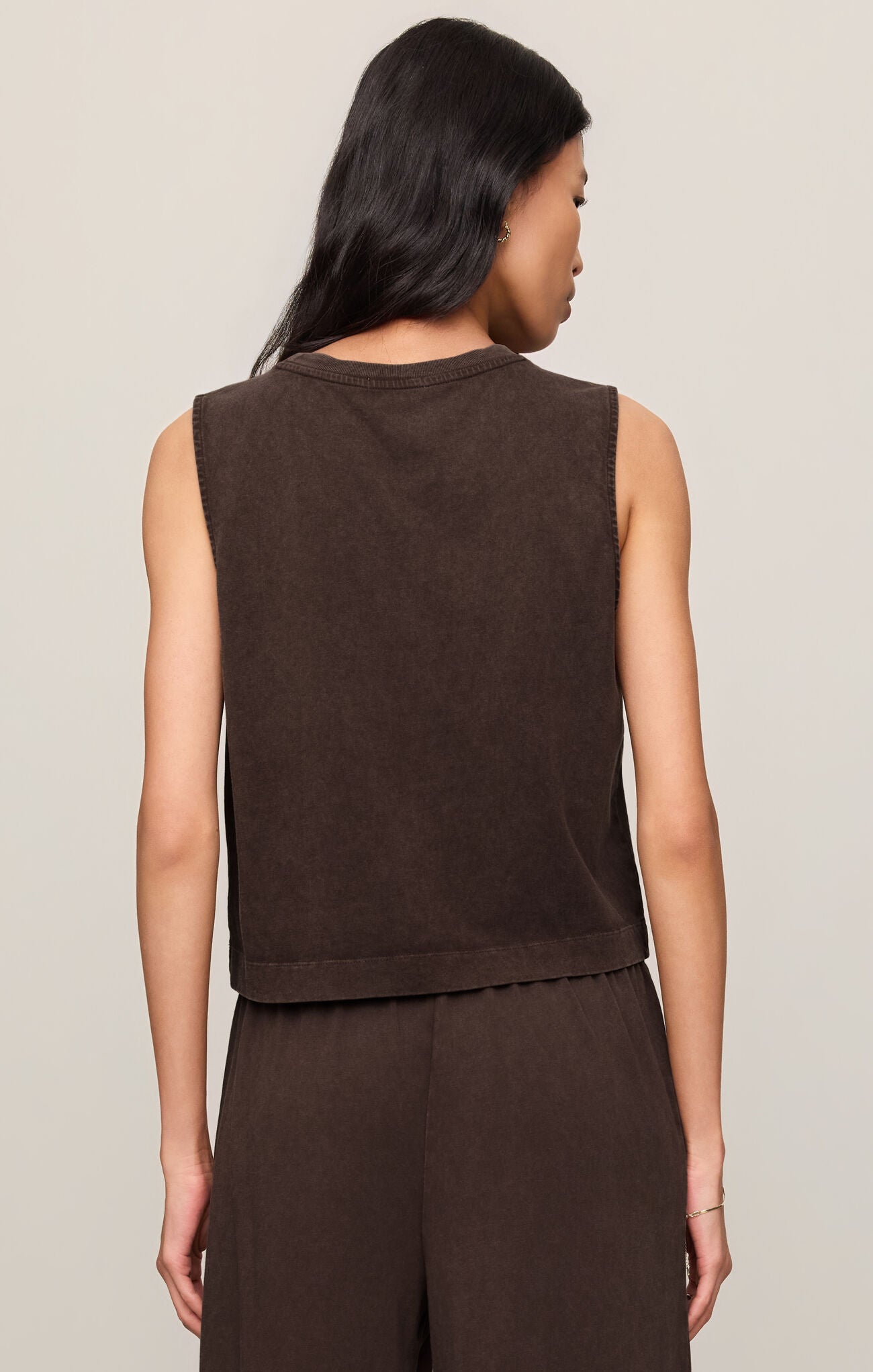 Sloane Jersey Muscle Tank in Dark Chocolate