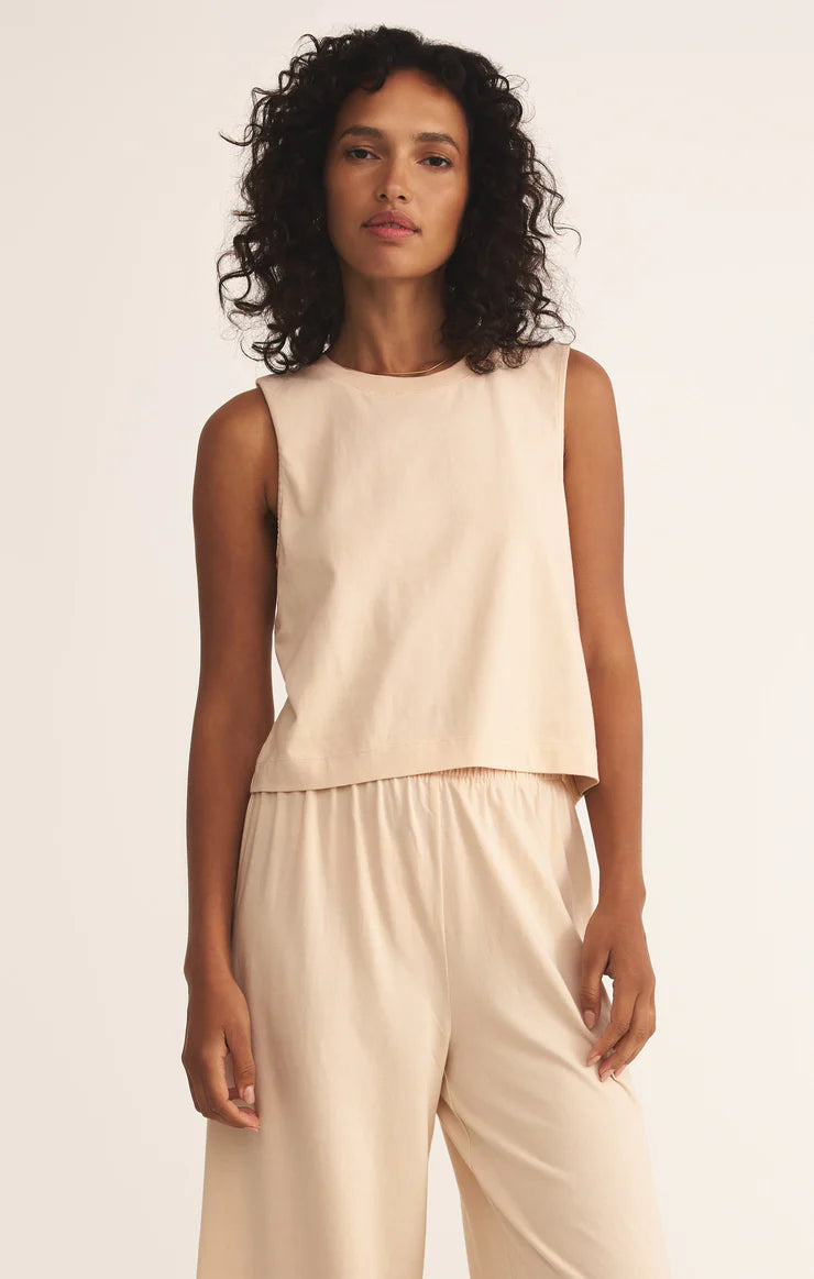 Sloane Jersey Muscle Tank Panna Cotta