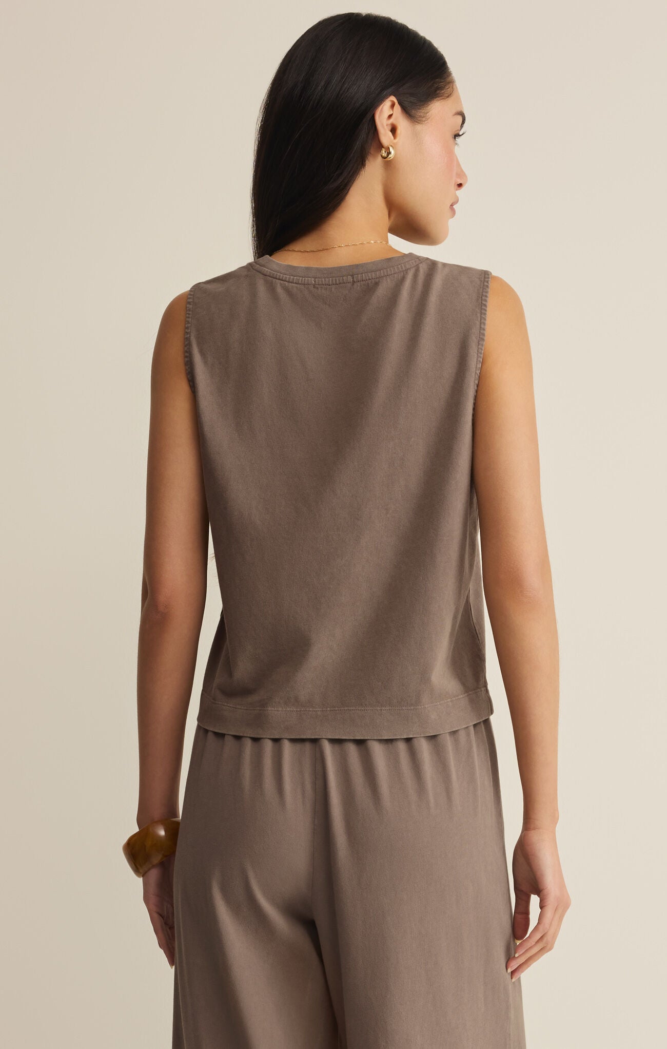 Sloane Jersey Muscle Tank in Perfectly Taupe