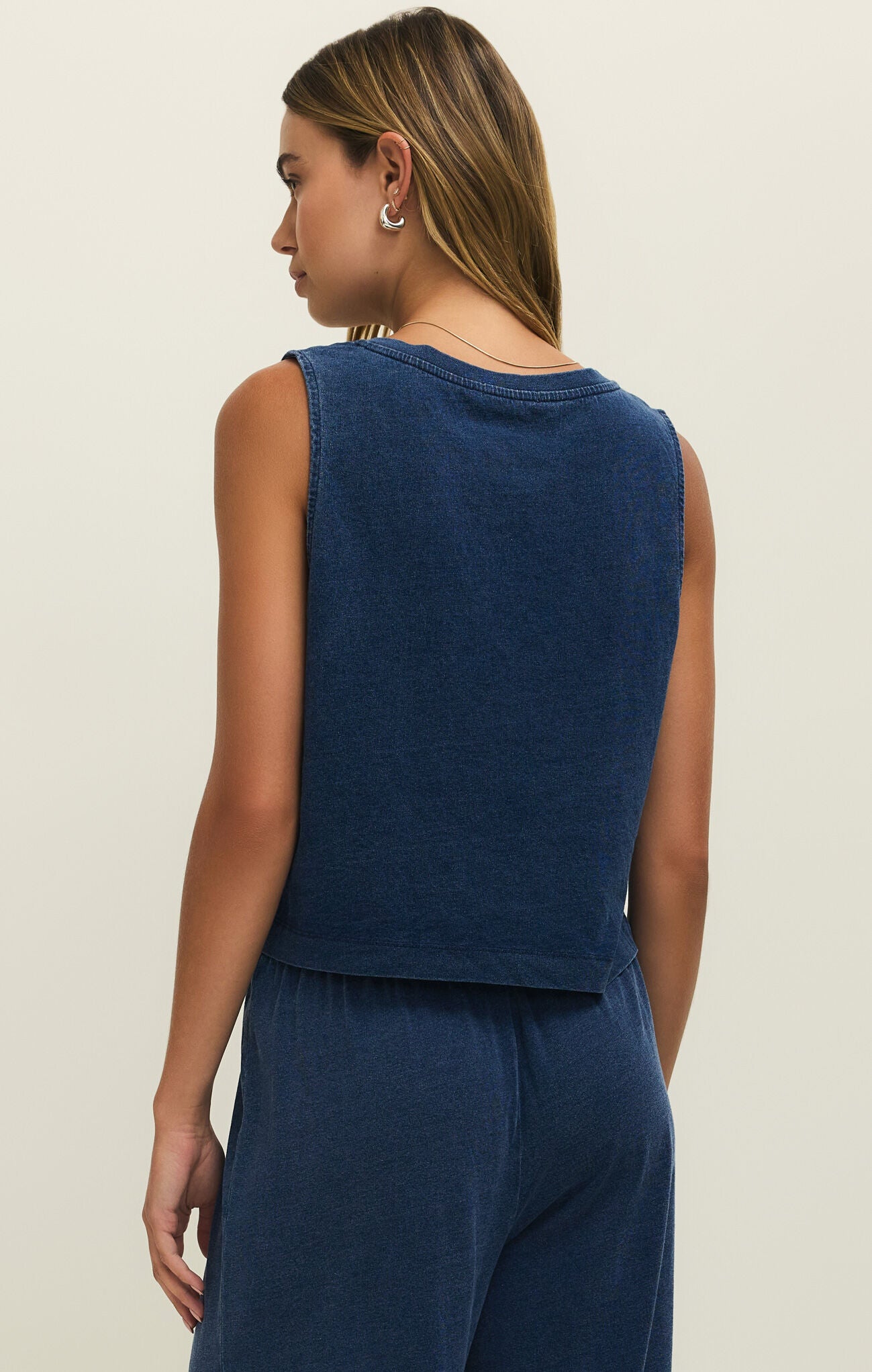 Sloane V-neck Denim Tank in Indigo