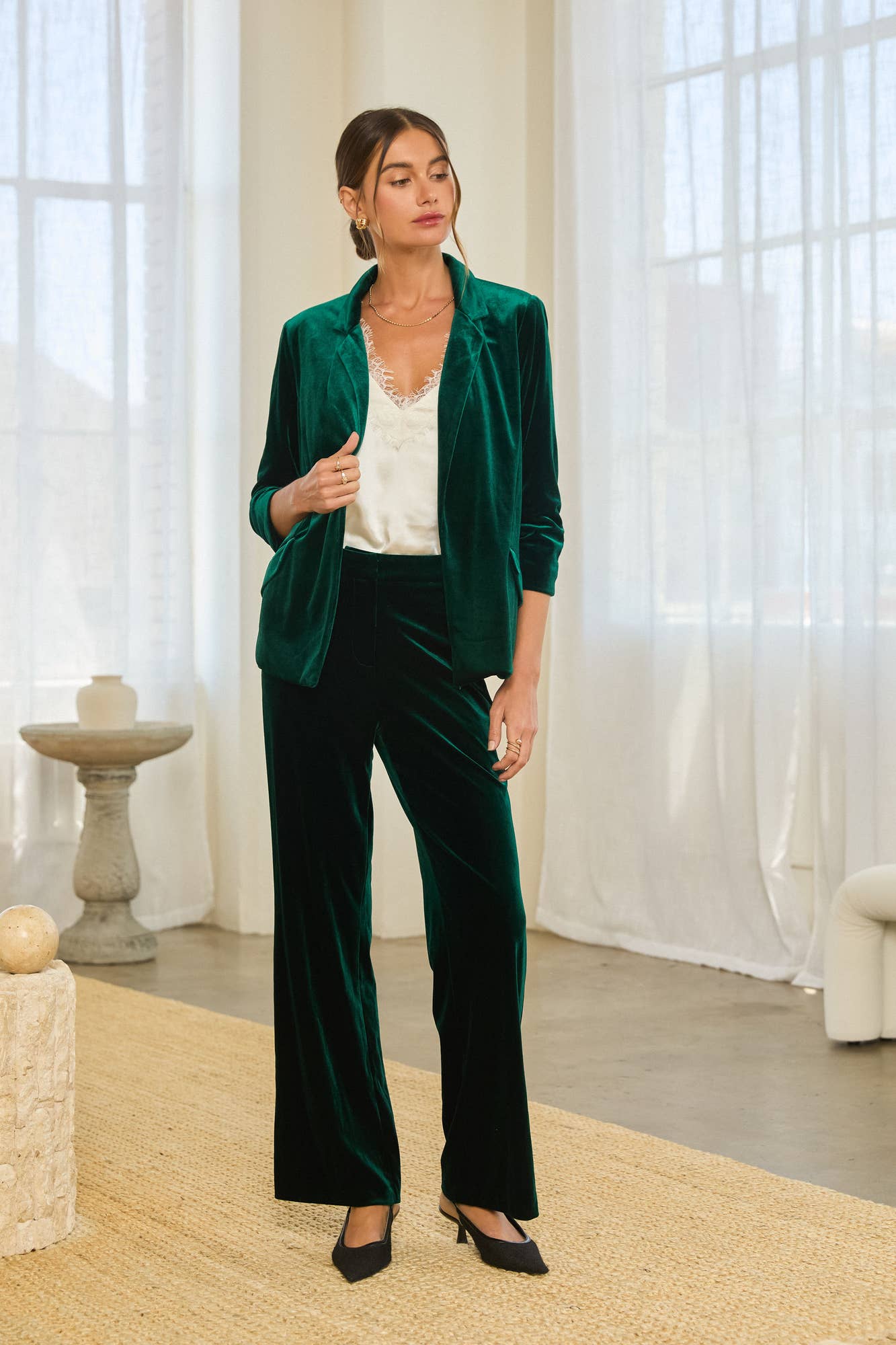 Social Hour Blazer in Hunter Green