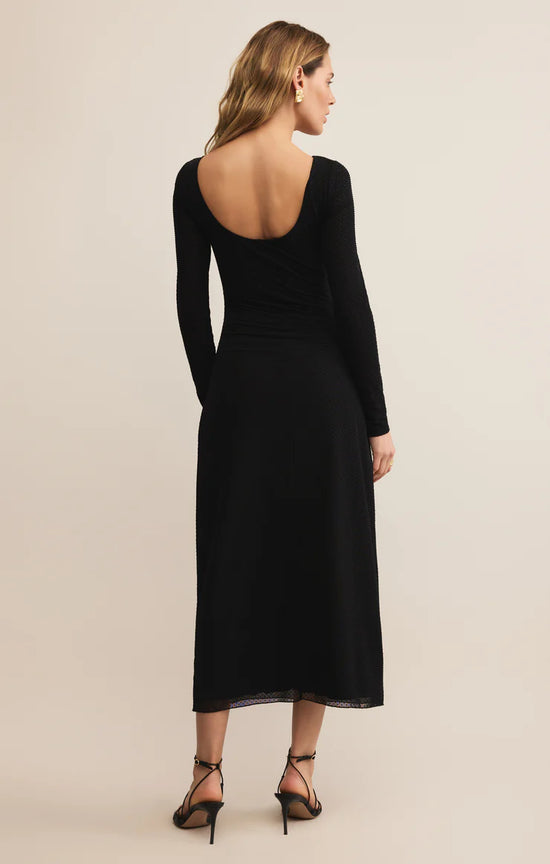 Z SUPPLY Women's Spellbound Mesh Midi Dress, Black, Small