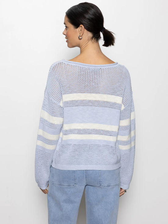 Sporty Stripe Open Knit Sweater