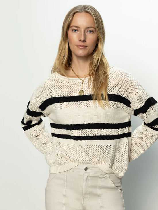 Sporty Stripe Open Knit Sweater