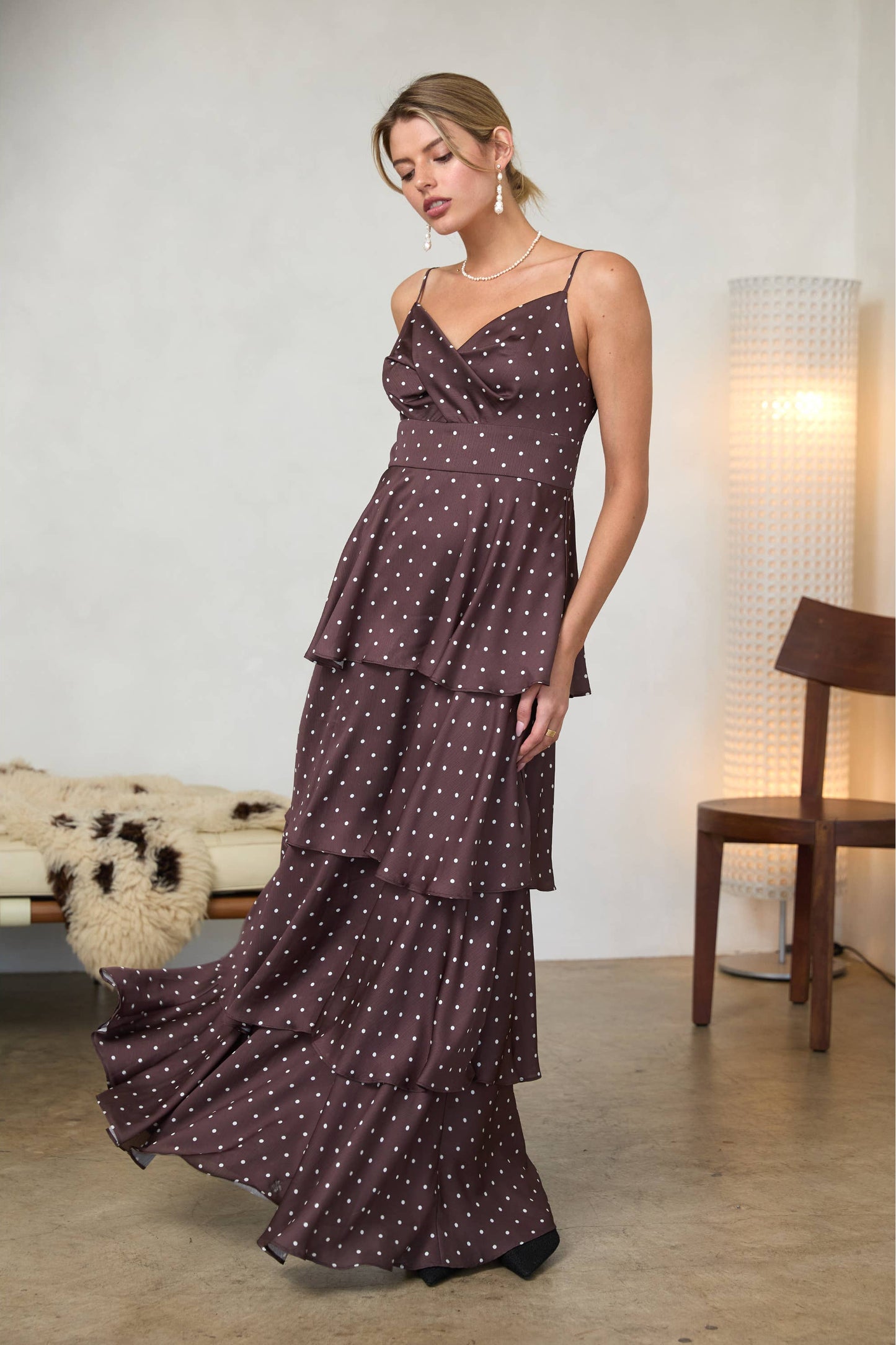 Spot On Maxi Dress in Brown