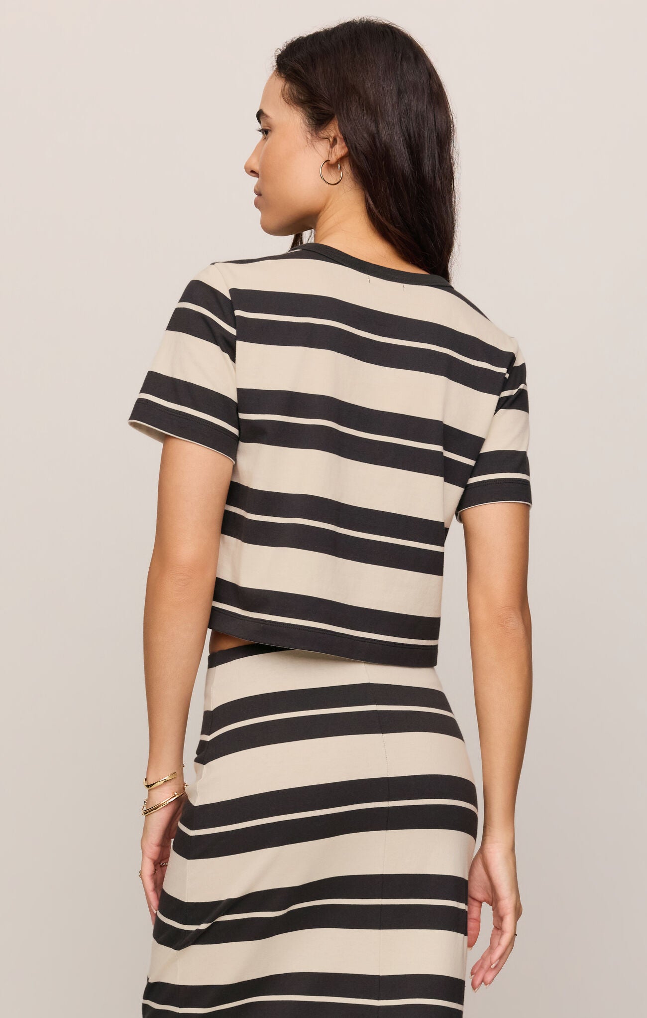 Stellan Striped Tee in Ash Black