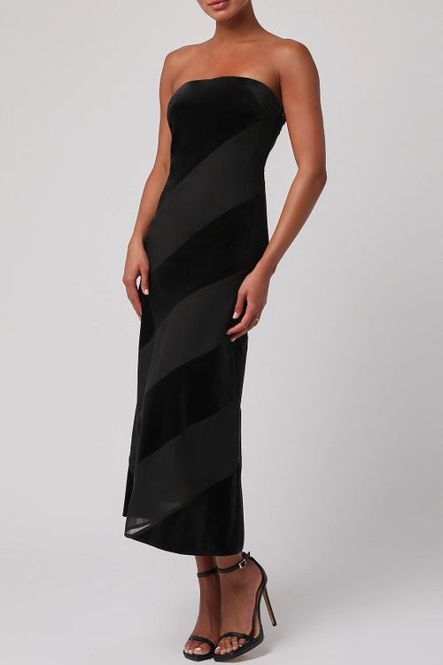 Surrey Velvet Striped Midi Dress Ferne Boutique Surrey Velvet Striped Midi Dress Ferne Boutique