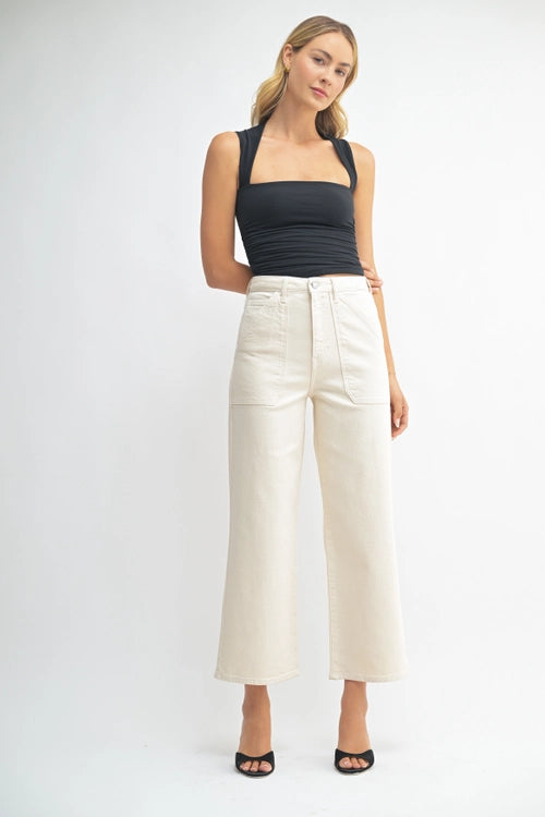 The Cargo Pocket Wide Leg in Almond