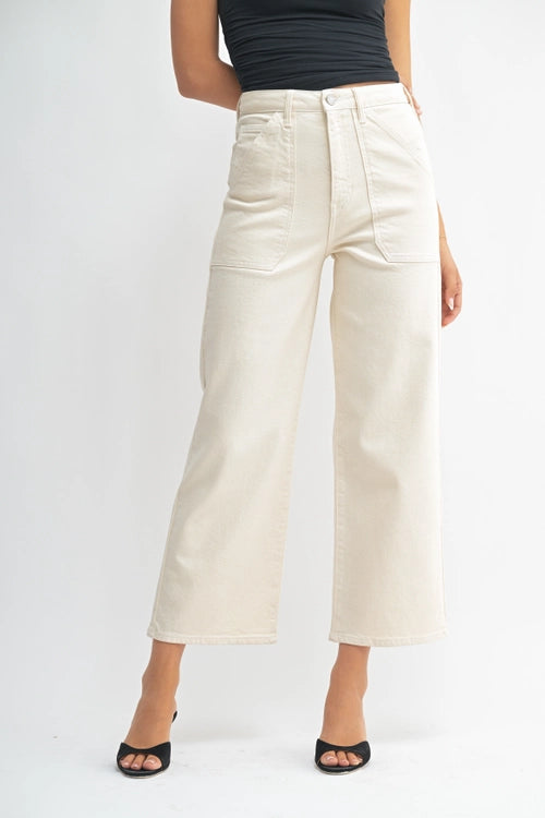 The Cargo Pocket Wide Leg in Almond
