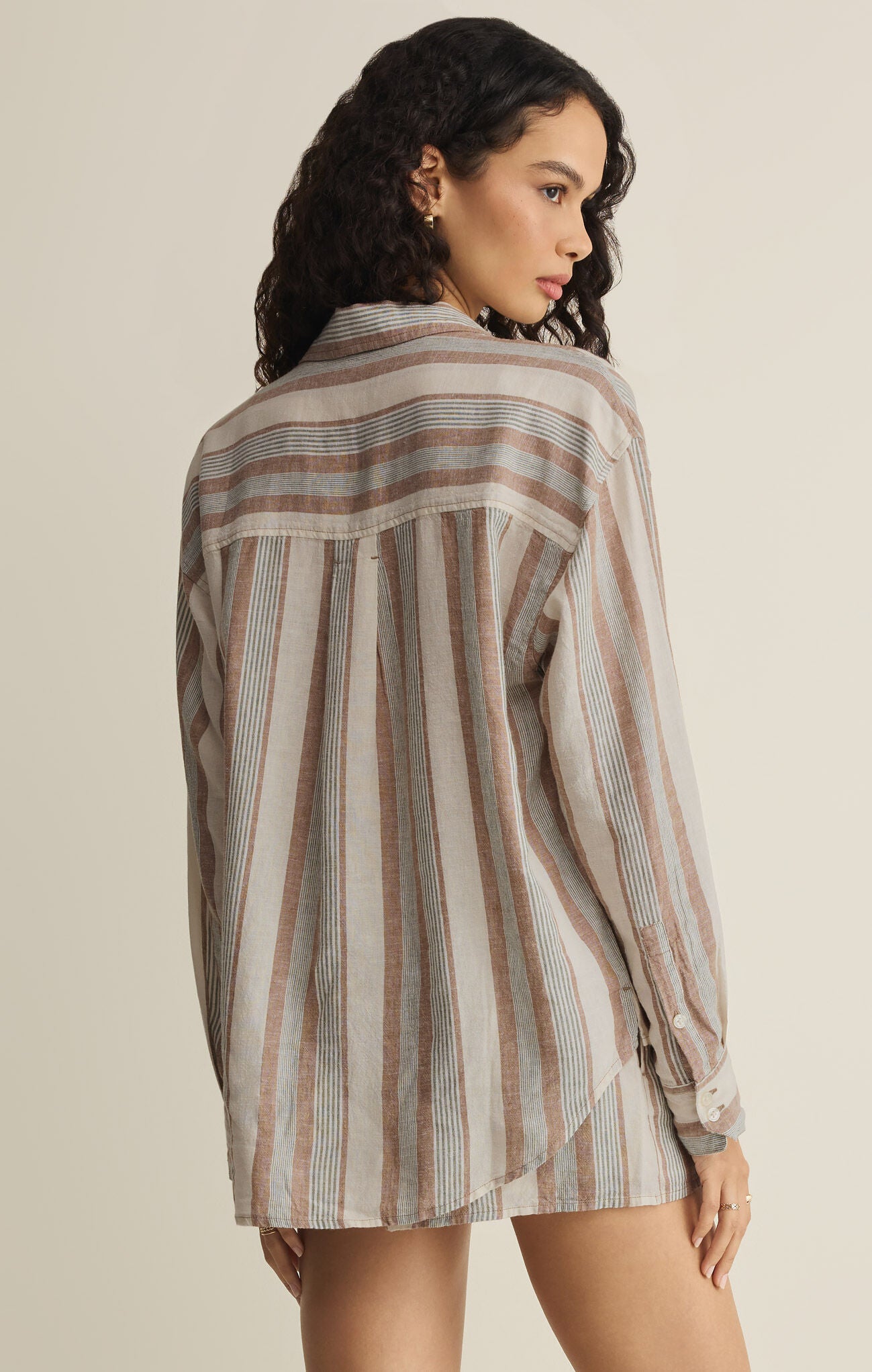 The Perfect Striped Button Up in Island Coconut