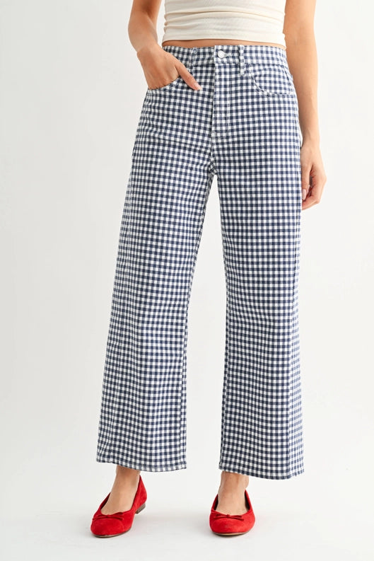 The Barrel Twist Jeans in Navy Gingham