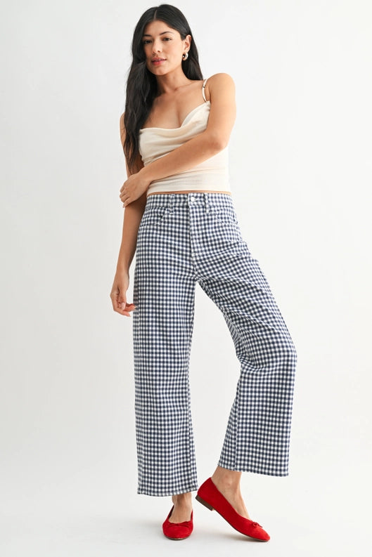 The Barrel Twist Jeans in Navy Gingham