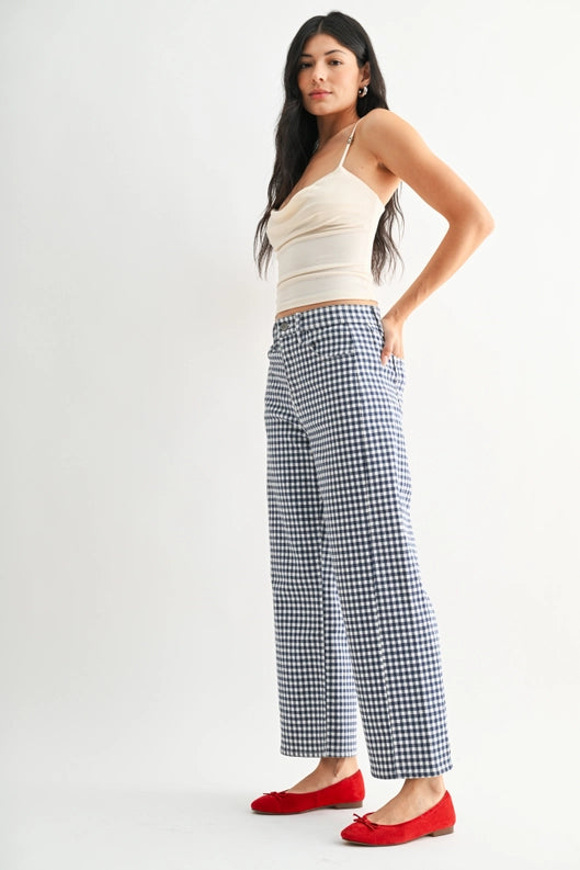 The Barrel Twist Jeans in Navy Gingham