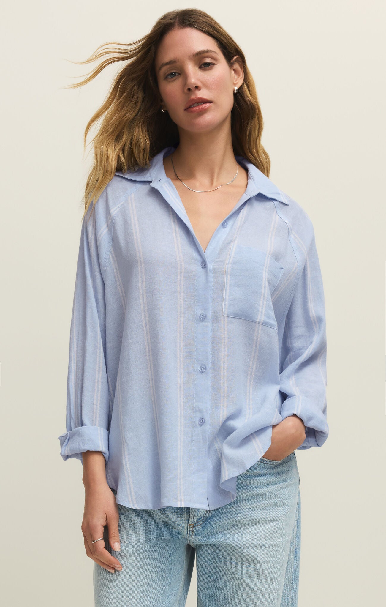 The Perfect Line Top in Blue Light