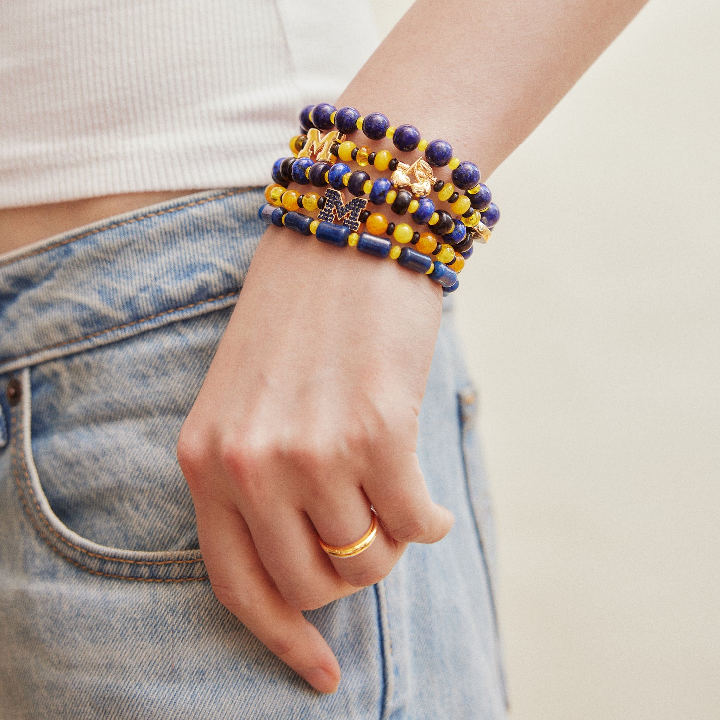 University Of Michigan Beaded Bracelet Set