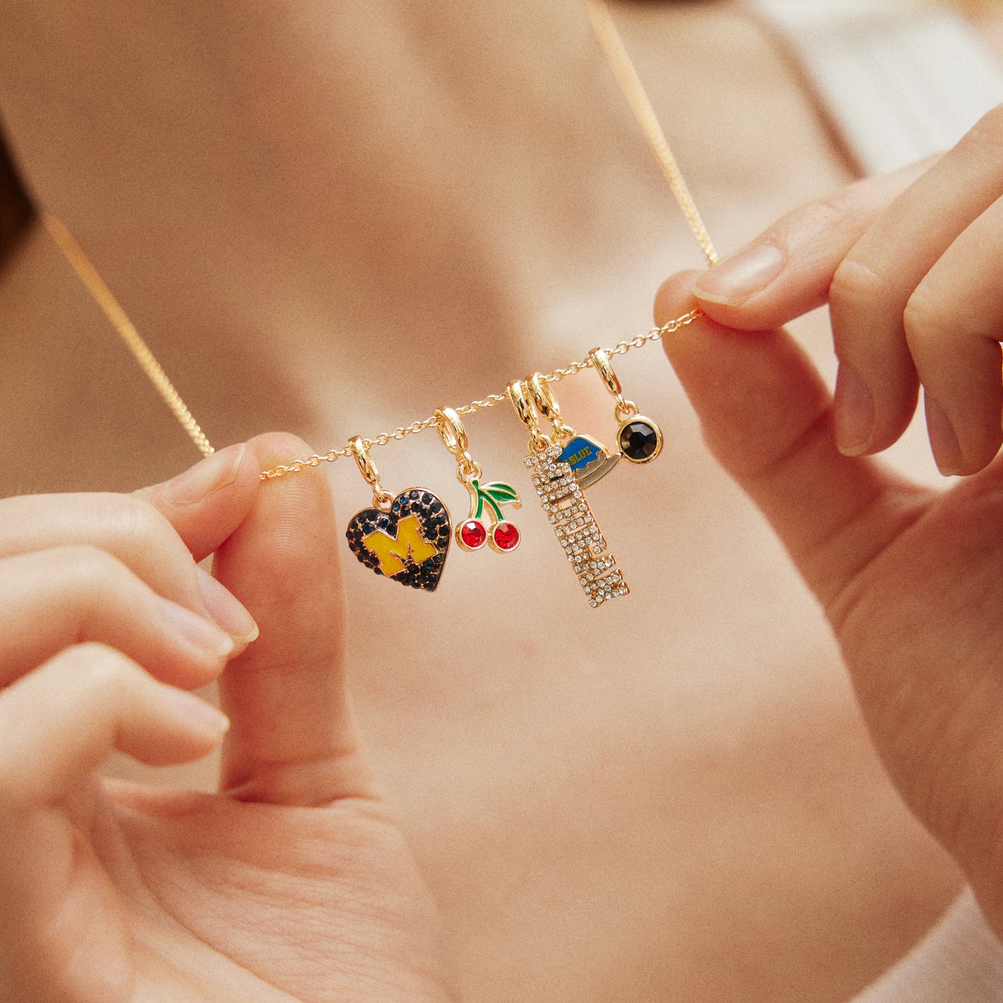 University of Michigan Cluster Charm Necklace